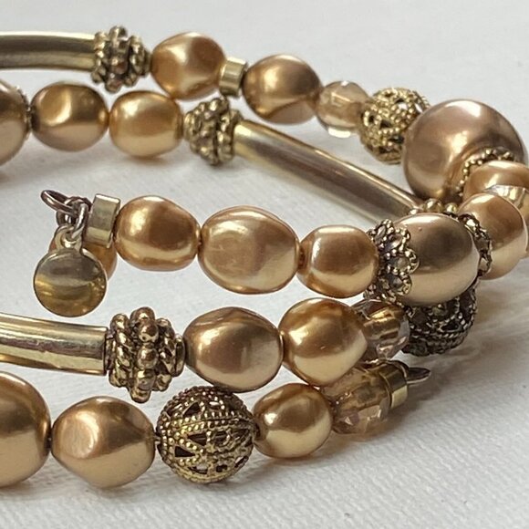 Gold beaded wrap bracelet - Picture 2 of 2